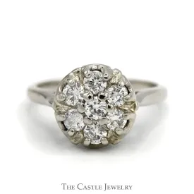 1/2cttw Round 7 Diamond Cluster Ring in 14k White Gold