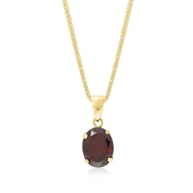 14K Yellow Gold Oval Red Garnet 8X10mm Pendant