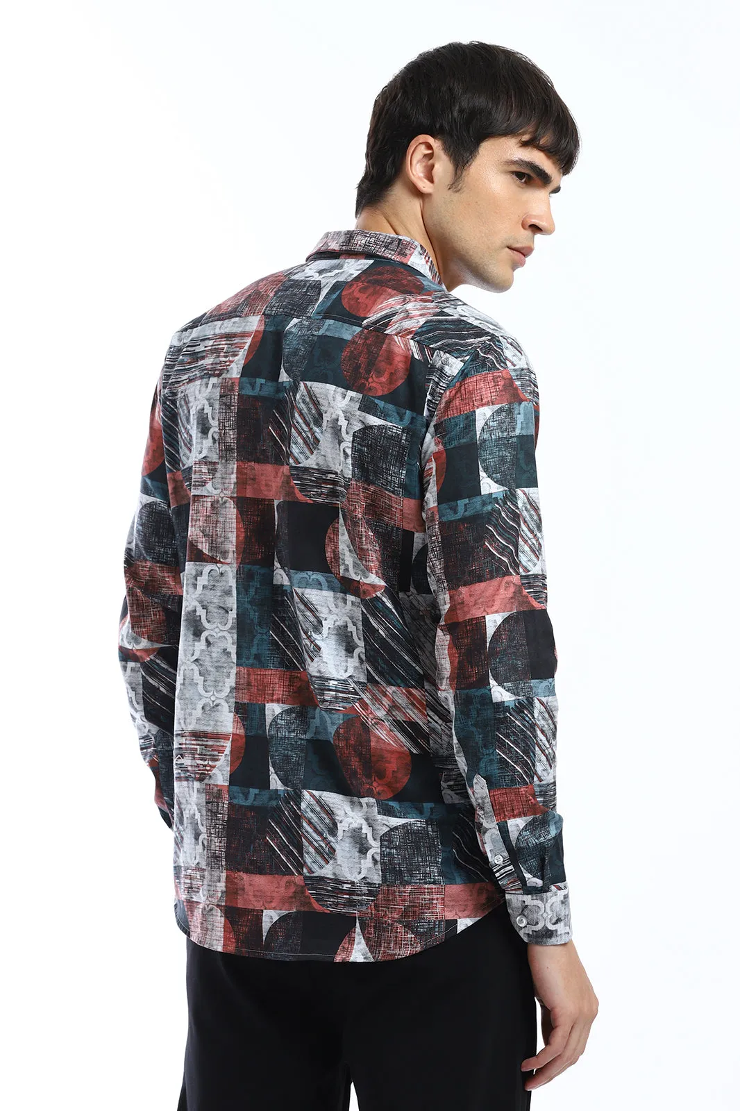 Abstract Print Full-Sleeves Shirt