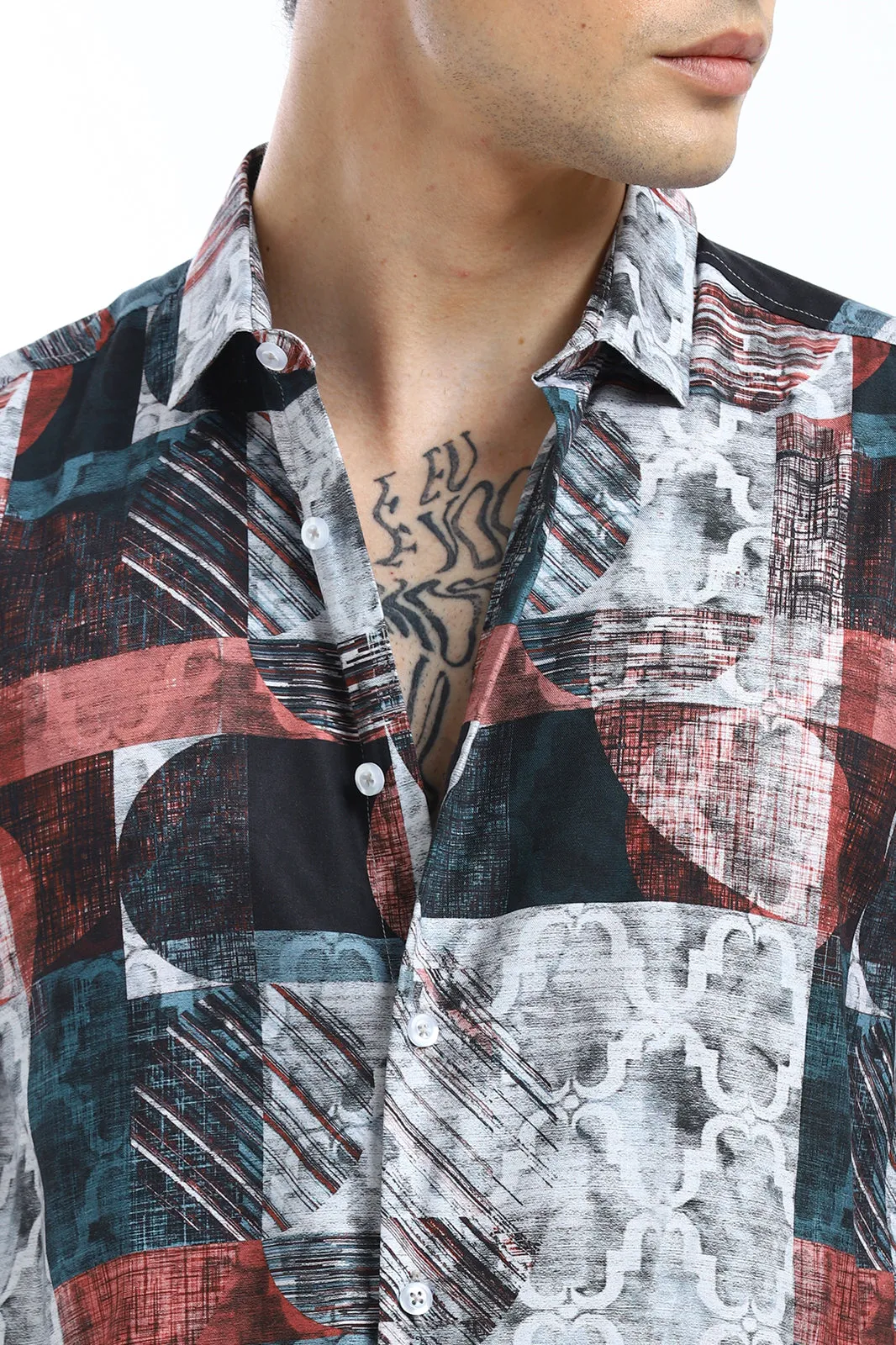 Abstract Print Full-Sleeves Shirt