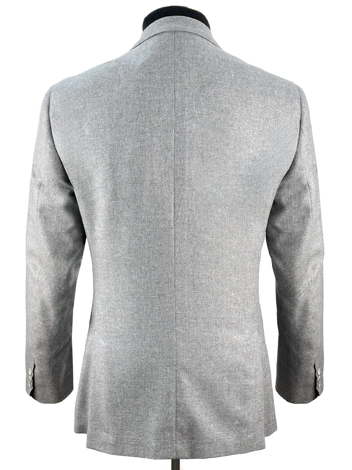 Adria Blazer - Light Grey Silk & Wool Basketweave