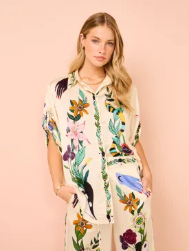 Luxurious Alemais Meagan Oversized Silk Blouse in Elegant Cream