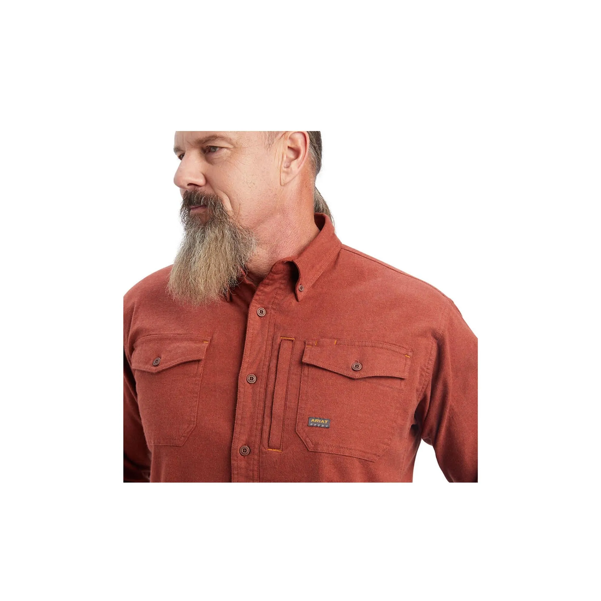 Ariat Rebar Flannel Durastretch Work Shirt Long Sleeve Cherry Mahogany