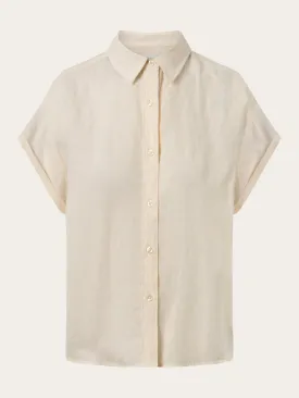 ASTER fold up short sleeve linen shirt - Buttercream