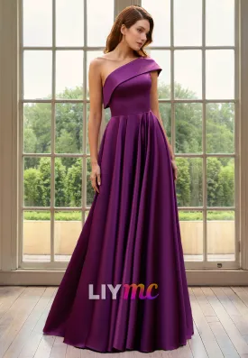 Asymmetrical Sleeveless Pleated A-Line Sleek Satin Mother of Bride Dress Cocktail Dress