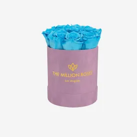 Basic Light Pink Suede Box | Light Blue Roses