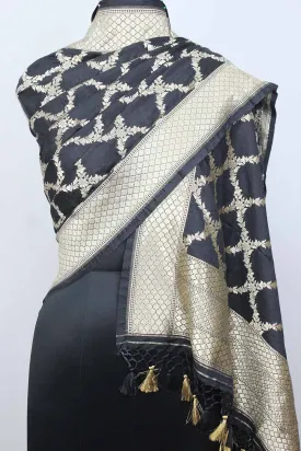 Black Banarasi Silk Dupatta