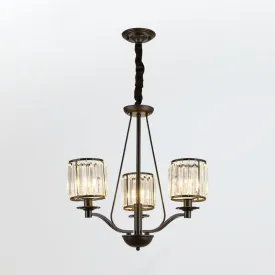 Black Contemporary Bedroom Chandelier: Elegant Ceiling Lamp with Crystal Shade