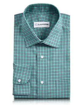 Blue Green Gingham Checks Oxford