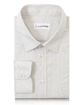 Blue Yellow Tattersall Checks On White Shirt