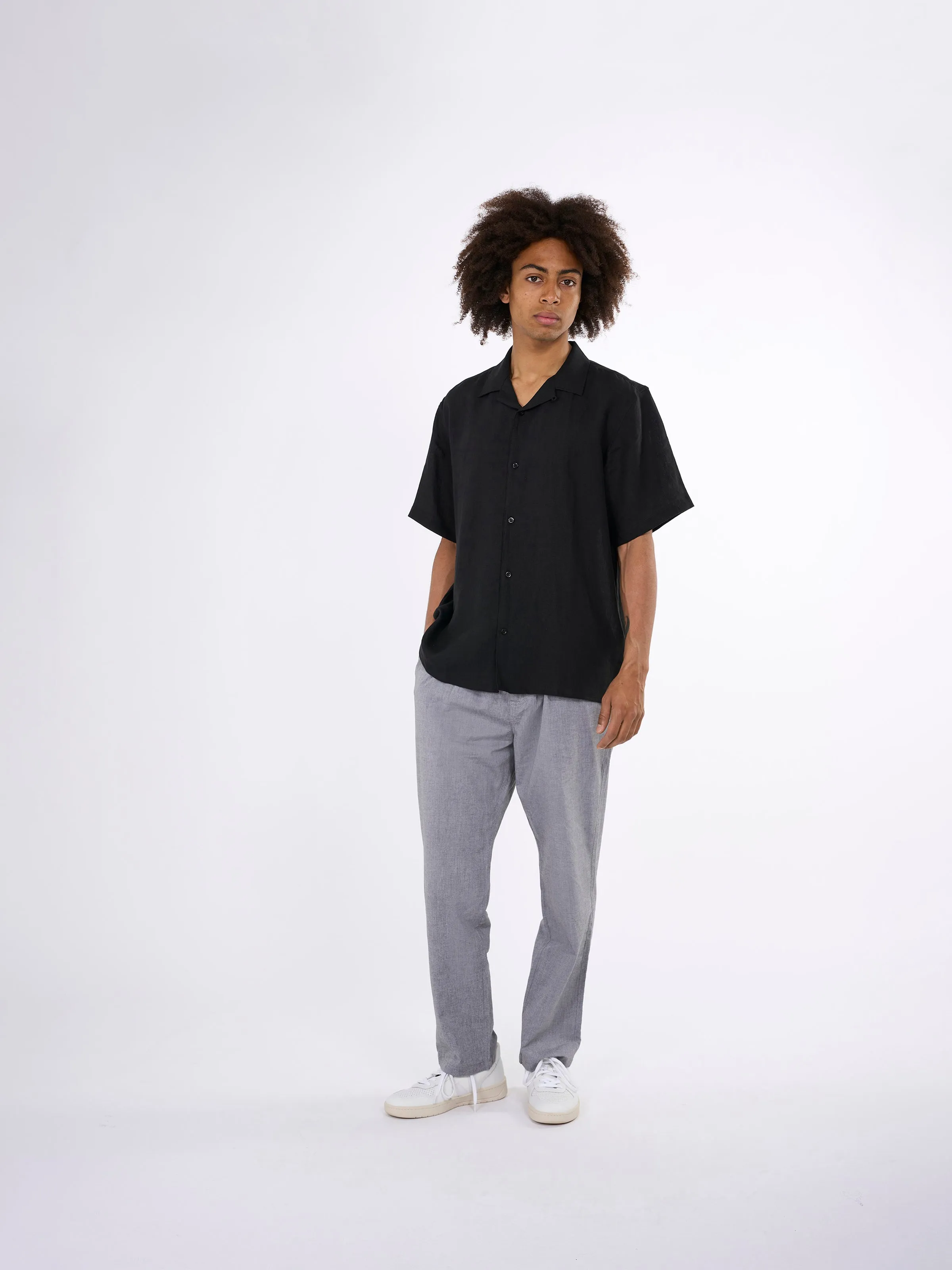 Box fit short sleeved linen shirt - Black Jet