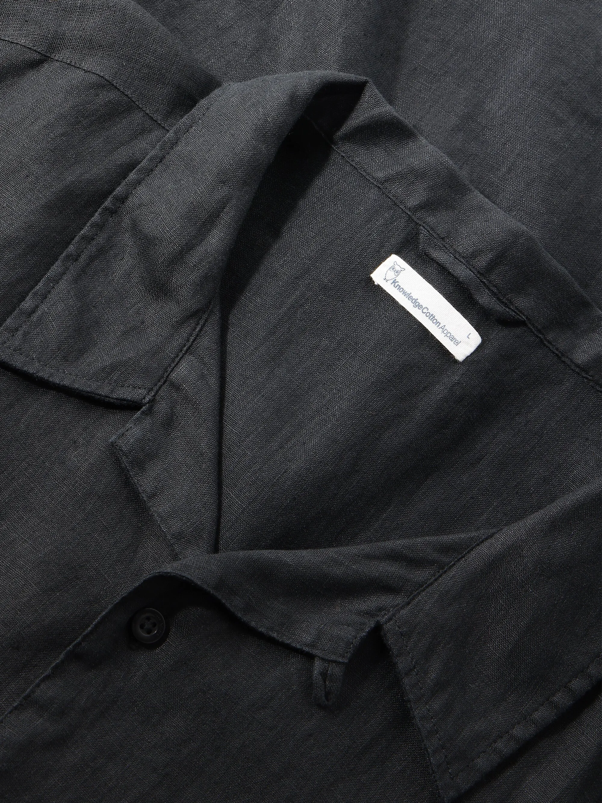 Box fit short sleeved linen shirt - Black Jet