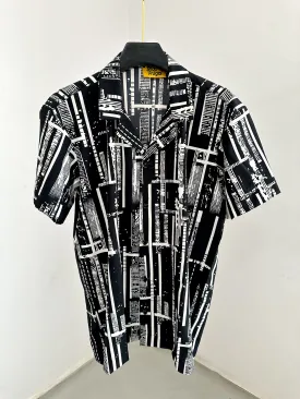 Caris Relaxed Abstract Print Cuban Shirt