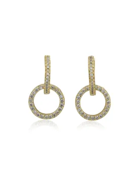 Carlton London Gold Plated Circular Cz Drop Hoop Earring For Women