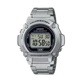 CASIO DIGITAL DIAL SILVER STAINLESS STEEL STRAP MEN'S WATCH | W-219HD-1AVDF