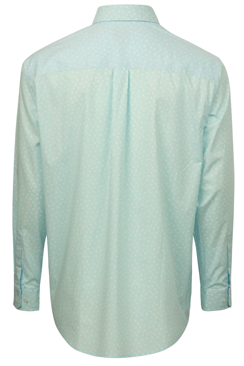 Cinch Floral Button-Front Shirt - Light Blue