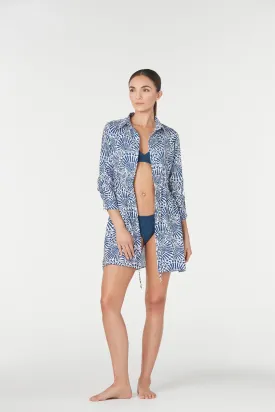 Collared Printed Coverup - Azura