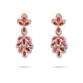 Contemporary 7.05 Carat Marquise Ruby Diamond 18K Yellow Gold Dangle Earrings