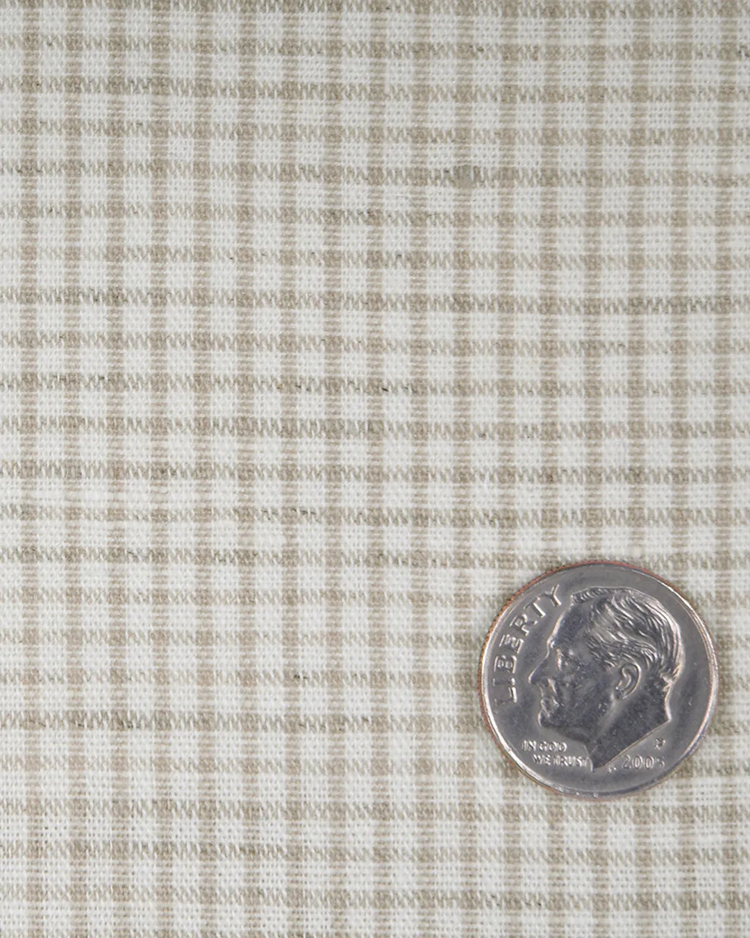 Cotton Linen: Fade Brown Graph Checks On White Shirt