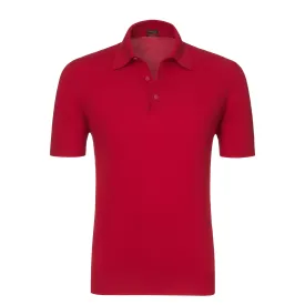 Cotton Polo Shirt in Bright Red