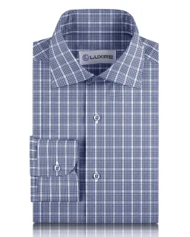 Dark Blue White Graph Checks Shirt