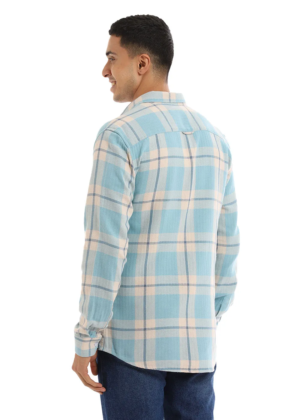 Dobby Turquoise Check Shirt