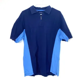 Eye-Catching Austin Reed Mens Size L Two-Tone Blue 1/4 Zip Polo Shirt