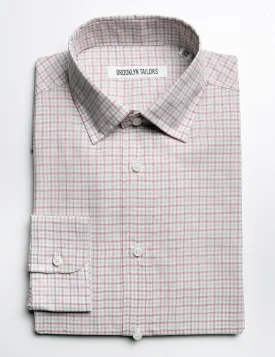 FINAL SALE: BKT20 Slim Dress Shirt in Micro Grid - White / Red / Gray