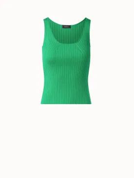 Fitted Wool Silk Stretch Rib Tank Top