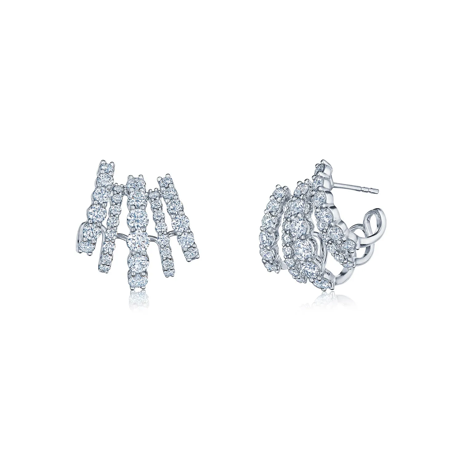 Five-Row Diamond Cuff Earrings