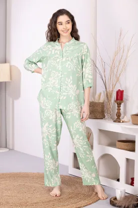 Green Printed Night suit