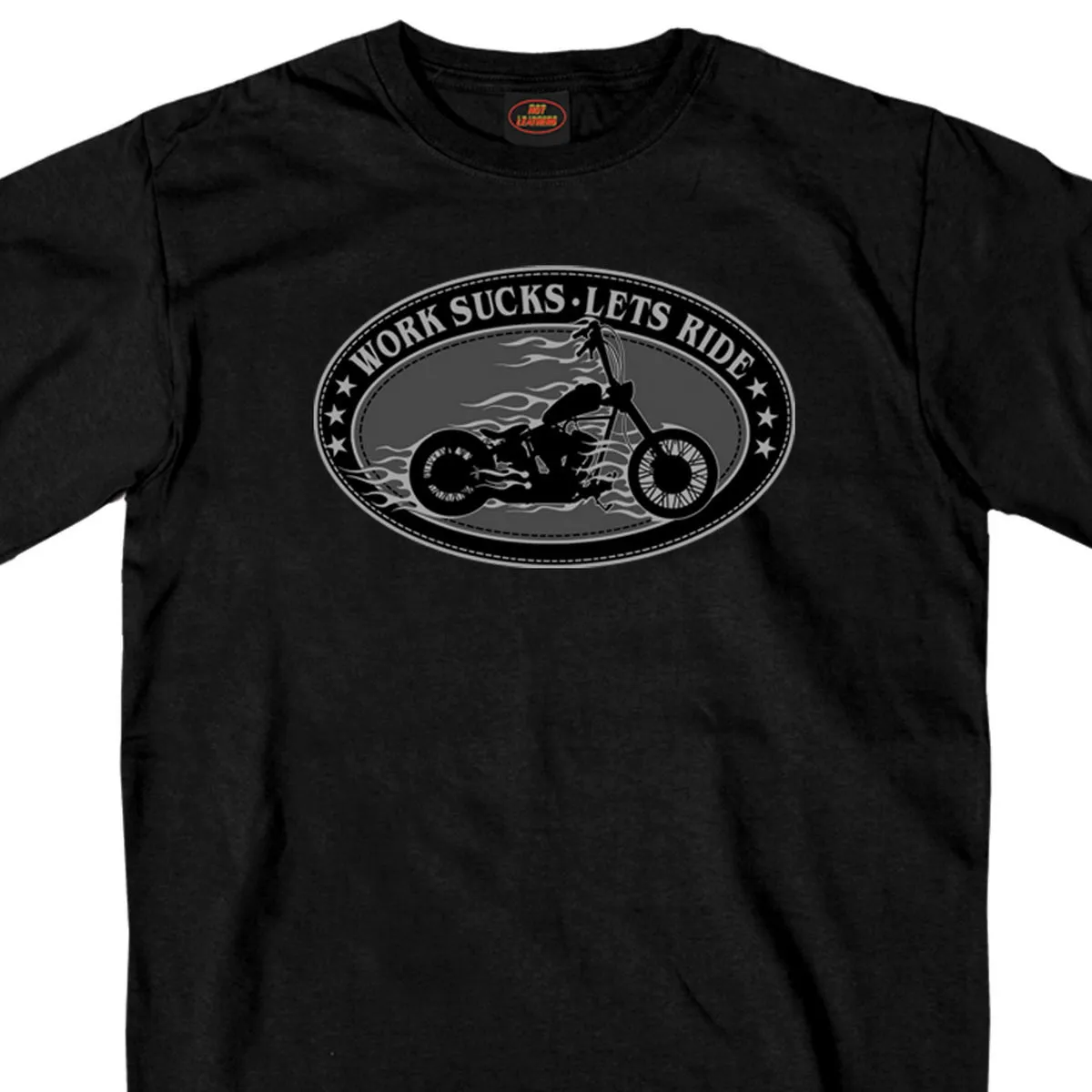 Hot Leathers GMS1419 Men’s ‘Works Sucks, Lets Ride‘ Short Sleeve Black T-Shirt