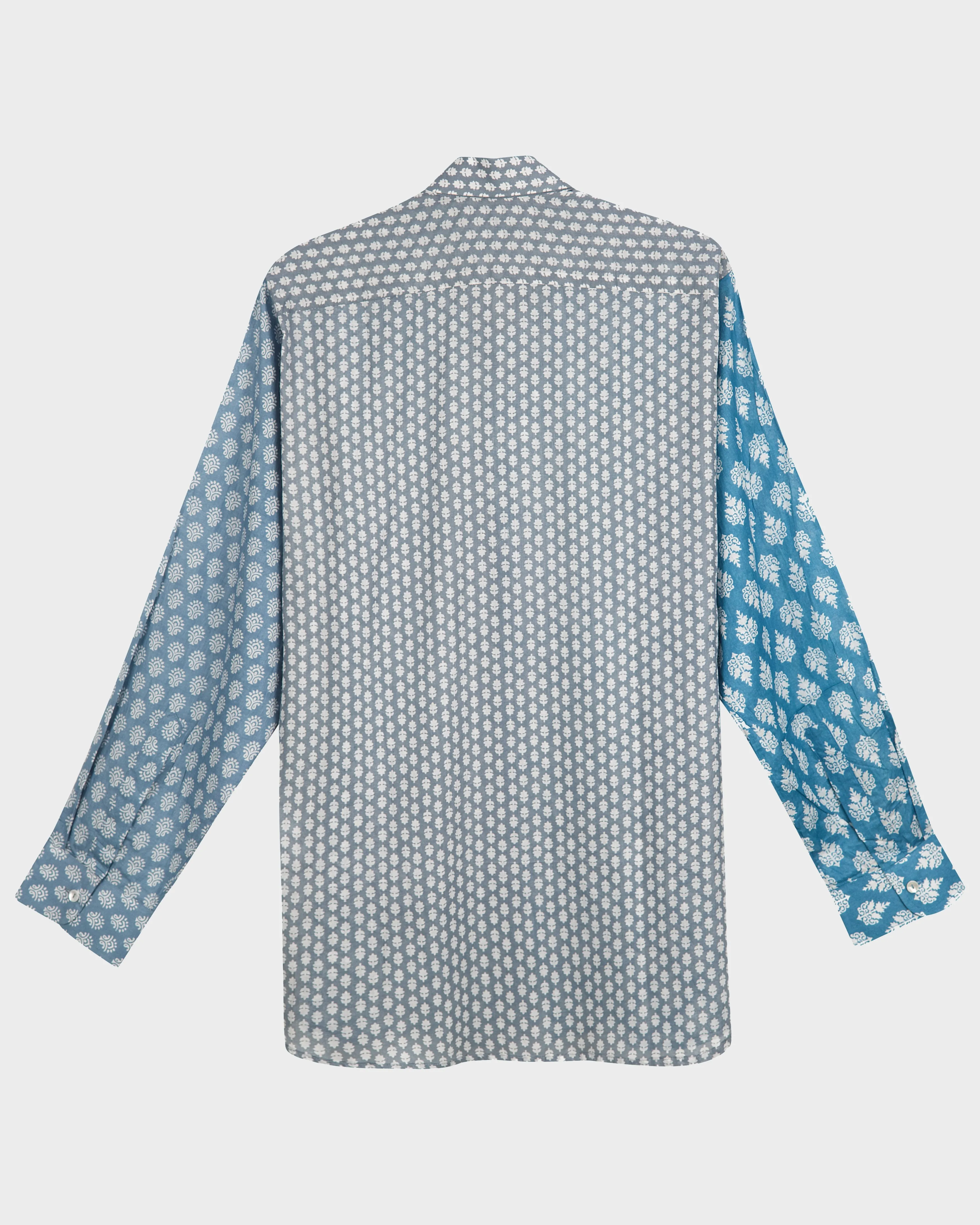 LUO II SHIRT IN BLUE, FADED BLUE AND GREY