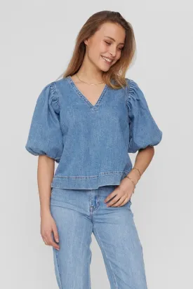 Nümph Nutoronto Blouse Top Medium Blue Denim