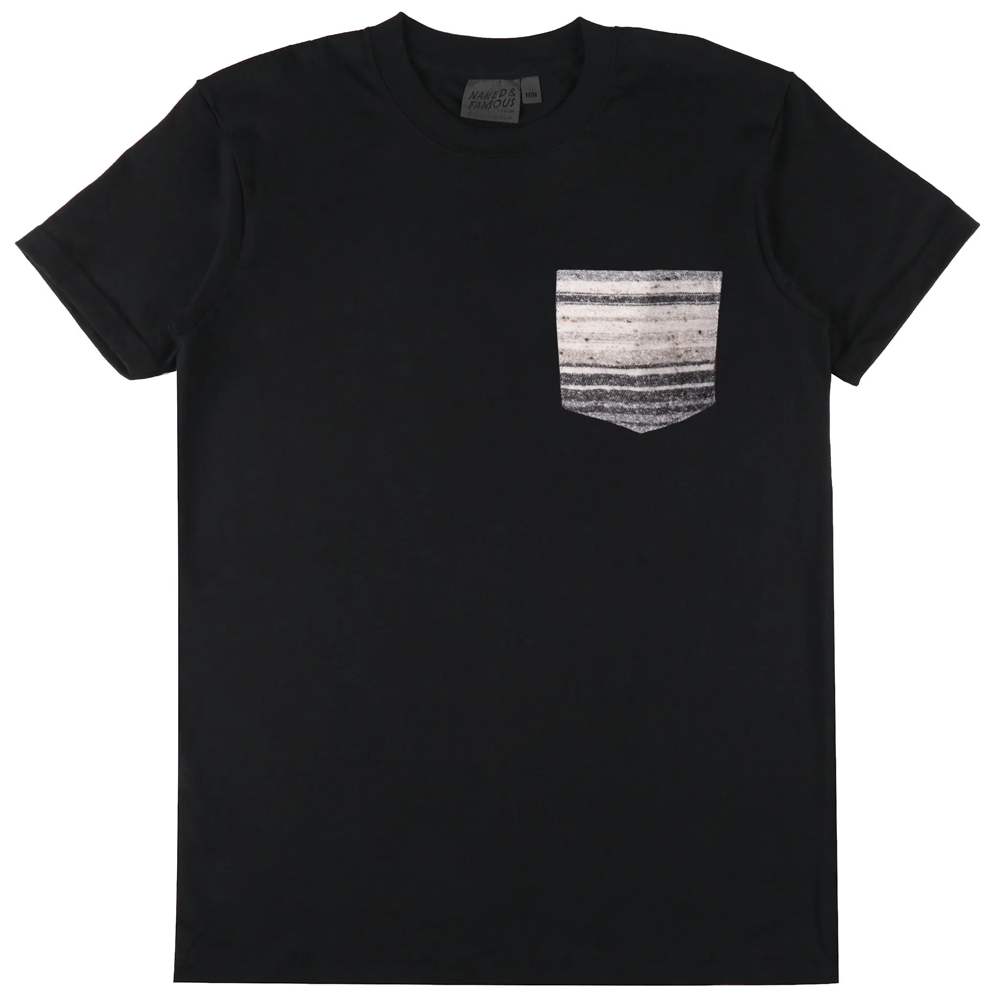 Pocket Tee - Black   Heavyweight Stripe Grey