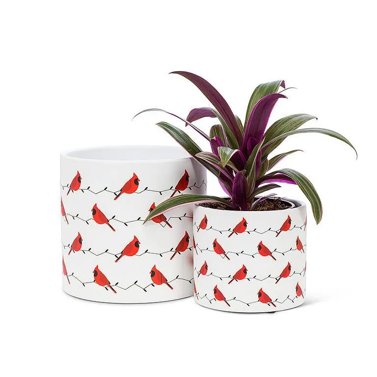 SMALL ALLOVER CARDINAL PLANTER