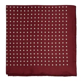 Burgundy London Dot Pocket Square - 100% Silk, Sovereign Grade