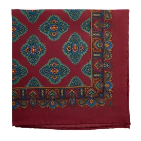 Sovereign Grade 100% Silk Medallion Burgundy Pocket Square