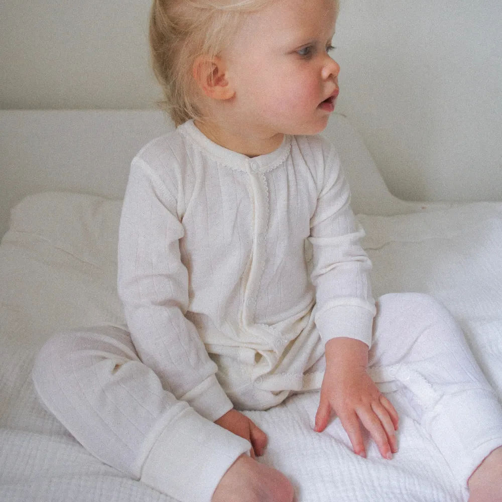 Tothemoon ☾ - Sleep suit - 2 in 1 Foot - Wool & silk - Pointelle