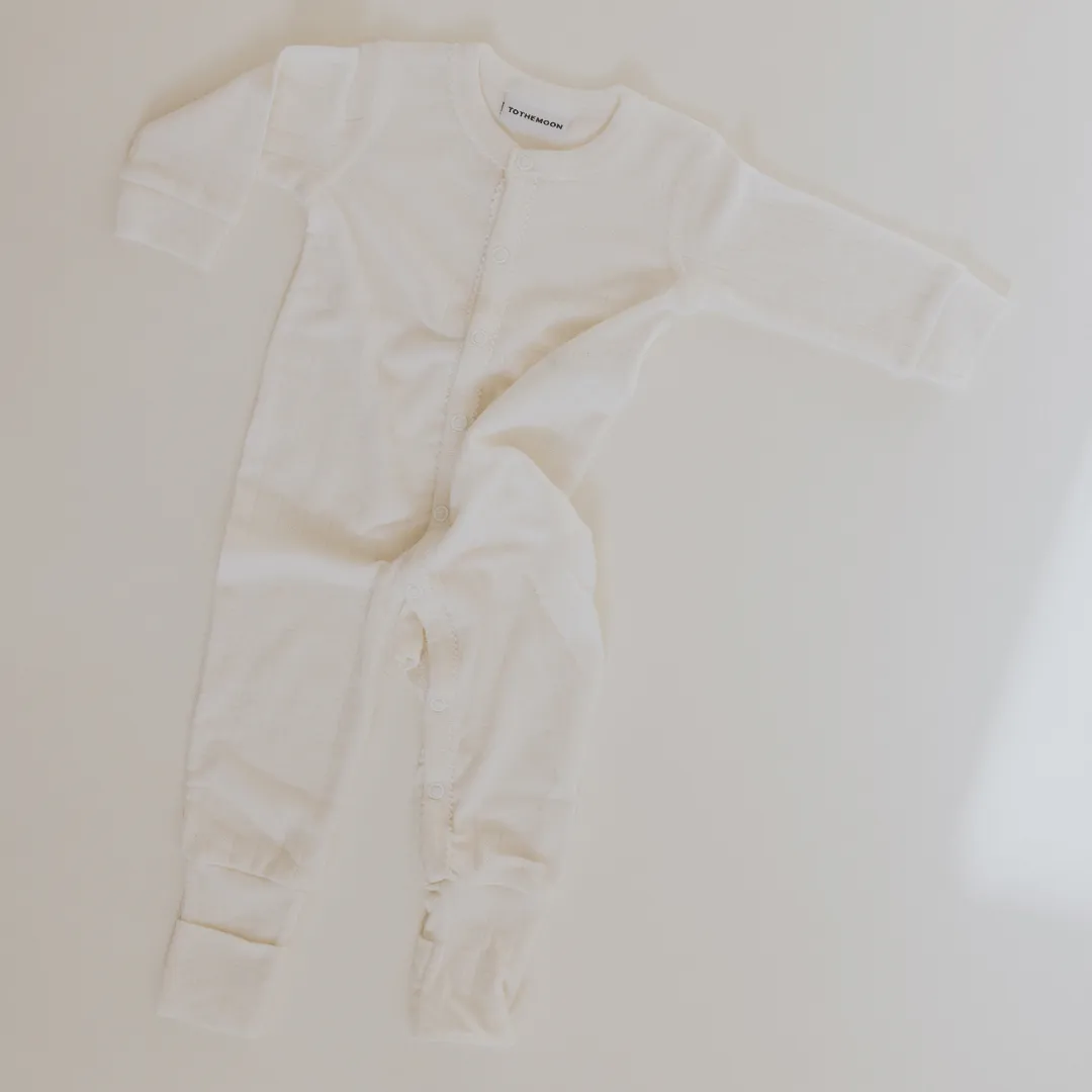 Tothemoon ☾ - Sleep suit - 2 in 1 Foot - Wool & silk - Pointelle